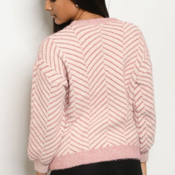 Pink & Ivory Knitted Sweater - Picture 2 of 2